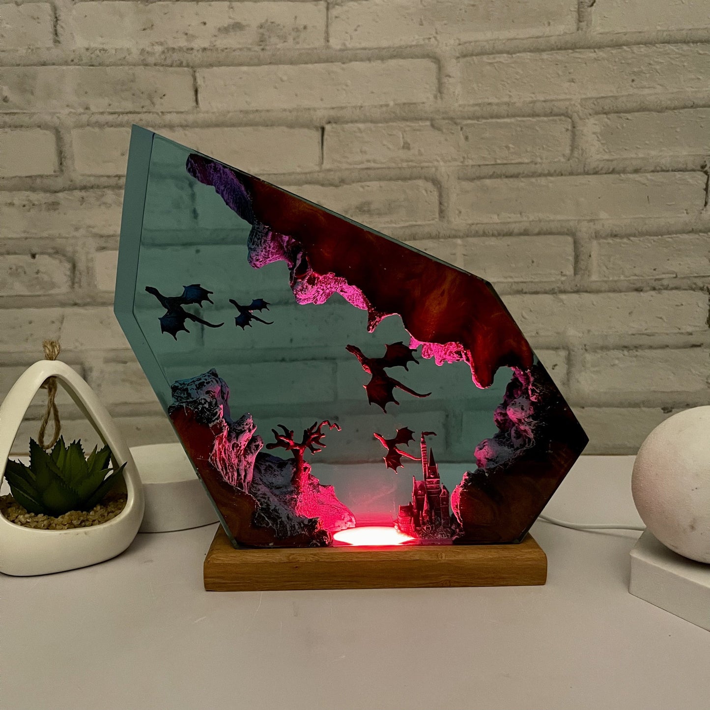 Kyushu™ – 3D Dragon Resin Light with LED Base (10" x 6")