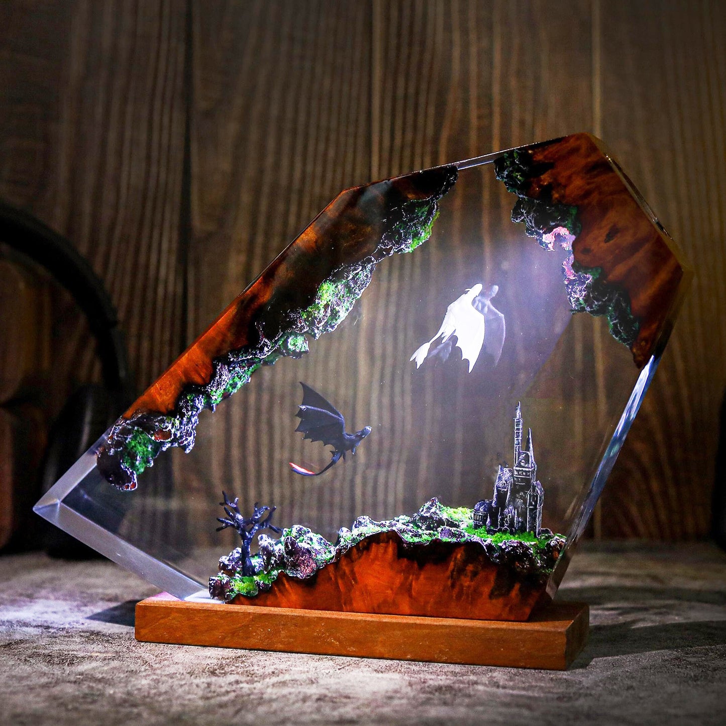 SeraphLight™ – 3D Dragon Resin Night Light with Bohemian Fantasy Design (10" x 6")