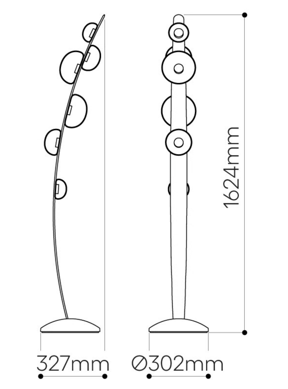 Aurora Arc™ – Nordic Sculptural Floor Lamp with Smoked Glass Orbs