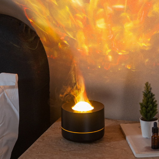 SeraphLight™ – 4-in-1 Galaxy Projector Aroma Diffuser with Rotating Firelight Effect