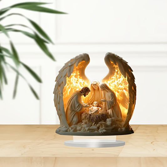 SeraphLight™ – LED Nativity Scene Sculpture with Angel Wings & Rustic Charm