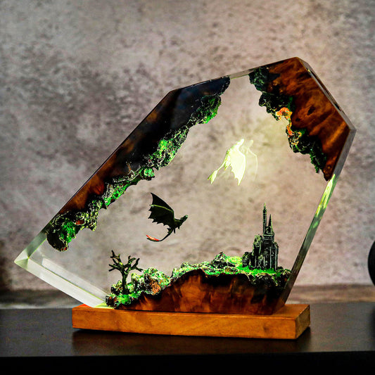 SeraphLight™ – 3D Dragon Resin Night Light with Bohemian Fantasy Design (10" x 6")